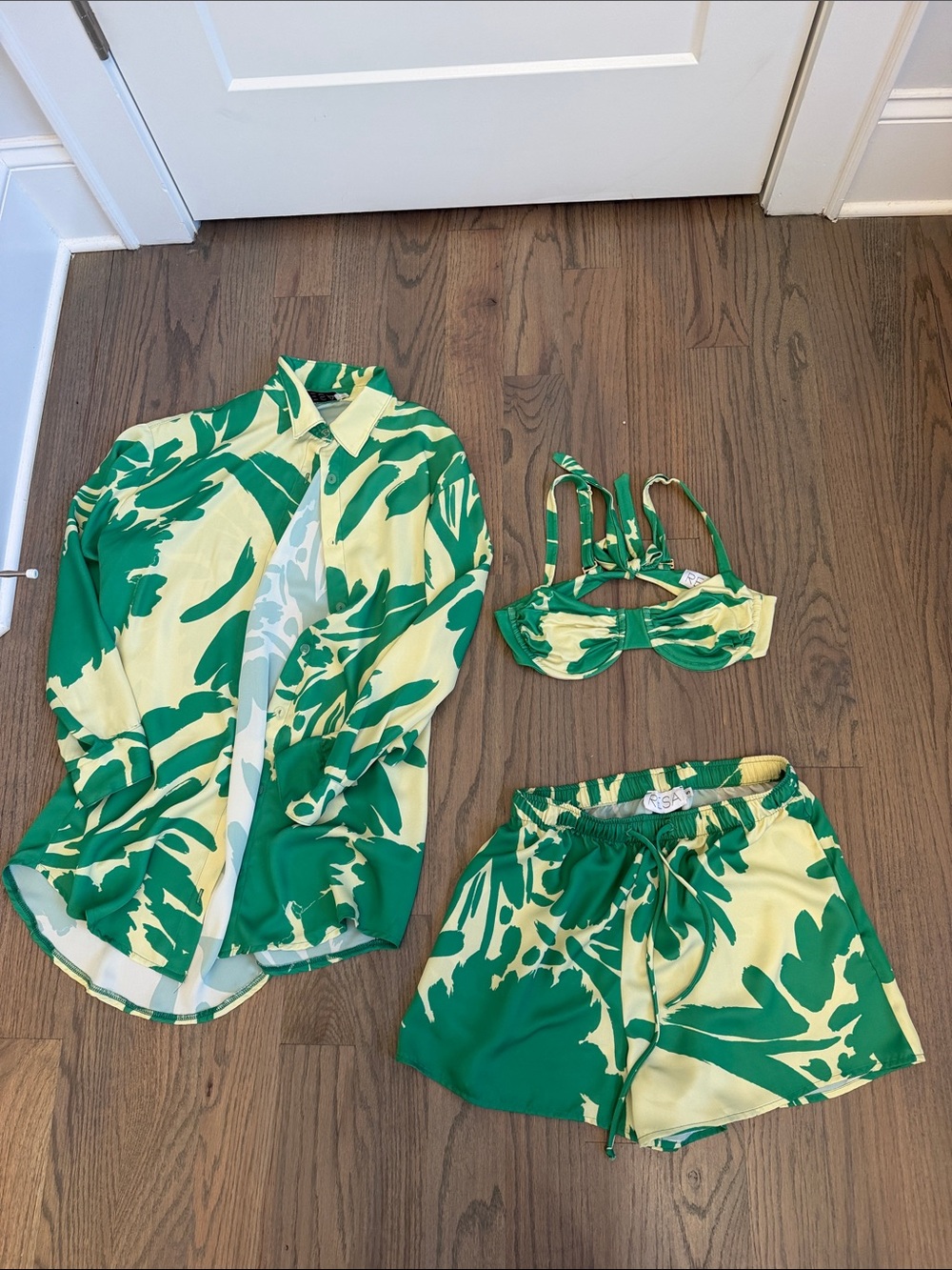 RESA Green & Yellow Three-Piece Swim Set